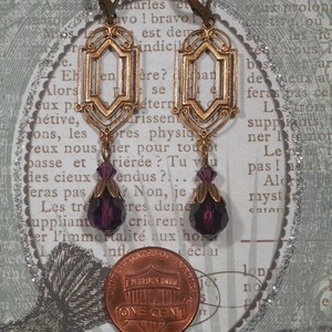 Purple Crystal Earrings 1920s Art Deco Jewelry Purple Bridal Earrings Flapper Jewelry 1920s Vintage Style image 2
