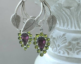 Suffragette Jewelry - Assemblage Earrings - Edwardian Style Jewelry - Olivine  Earrings - Art Nouveau Style - Alfons Mucha