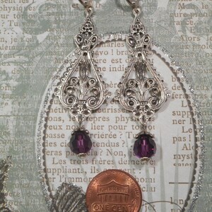 Purple Crystal Earrings Edwardian Style Jewelry Purple Victorian Earrings Edwardian Reproduction Vintage Style Bild 2