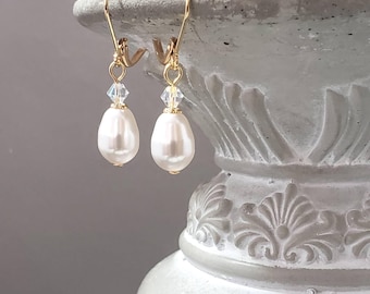 Teardrop Pearl Earrings - Historical Jewelry - Dainty Pearl Earrings - Jane Austen Jewelry - Regency Reproduction