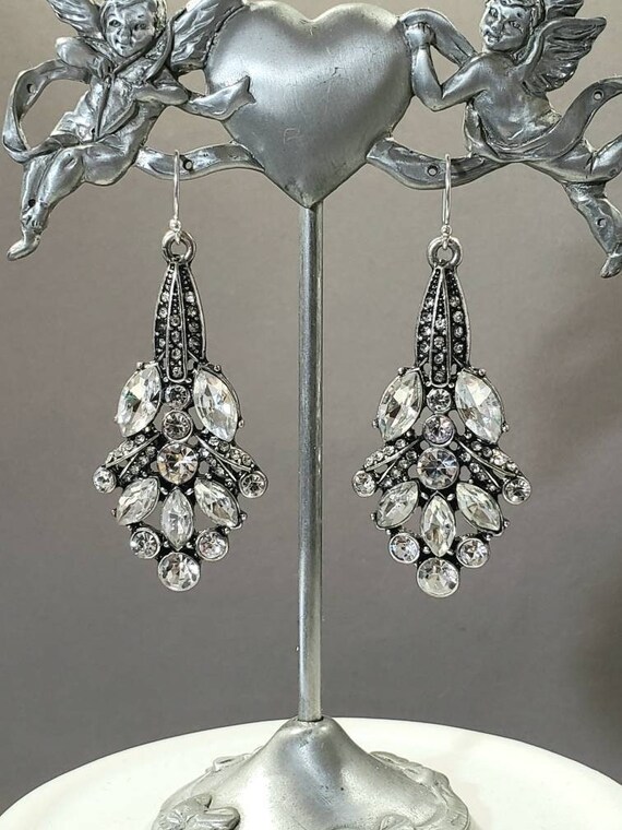 Marie Antoinette Rhinestone Earrings - 18th Century Jewelry - Great Gatsby Wedding - 1920s Earrings - Marie Antoinette Costume