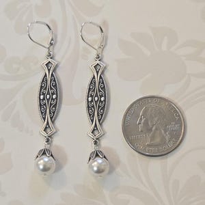 1920s Art Deco Earrings - Art Deco Jewelry - Bridal Handmade Earrings - Gatsby Wedding - Edwardian Jewelry - Vintage Style image 3