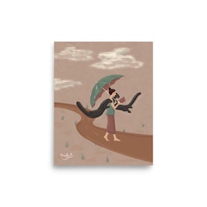 Stampa artistica di animali - Creature affini: lontre - Decorazione murale stravagante - firmata dall'artista - Illustrazione per adulti, bambini o bambini piccoli