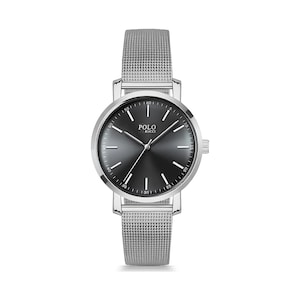 Woman Wristwatch, Silver and Black Color Mesh Strap Girls Watch, Metal Case Stylish Gift for Her, Quartz Analog Two-Tone Watches