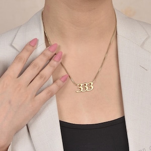Angel Number Necklace With Curb Chain, Number Necklace, Birthday Gift, 18k Gold-Plated Angel Number, NecklaceGift For Her, Christmas Gifts.