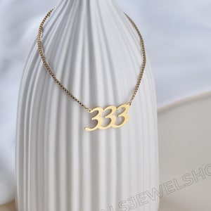 Angel Number Necklace With Curb Chain, Number Necklace, Birthday Gift, 18k Gold-Plated Angel Number, NecklaceGift For Her, Christmas Gifts.