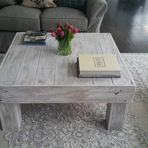 White Wash Square Coffee Table