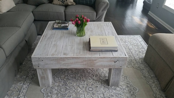 White barnwood coffee table discount