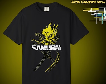 Cyberpunk 2077 T-Shirt: Samurai Snake Electric Yellow Oni, Comfort Colors