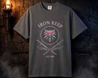 Iron Keep Order of the Wolf Shirt | Medieval Fantasy Graphic Tee | Wolf Crest Clothing | Vintage RPG T-Shirt | Comfort Colors 1717