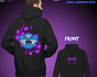 Cyberpunk 2077: Tyger Claws-hoodie / Neon Blossom Techwear / Edgerunners-fancadeau / Japanse cyberpunk-streetwear