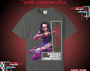 Cyberpunk 2077: Freitag Nacht Feuergefecht T-Shirt | Komfort Farben 1717 Vintage Fit