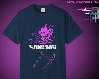Cyberpunk 2077 T-Shirt: Samurai Snake Neon Purple Oni, Comfort Colors