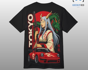 Tokyo Underground Anime Tee: Japanese Streetwear Car Art, Unisex Polyester Top