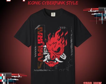 Cyberpunk Samurai Oni Shirt, Glitch Demon Graphic Tee