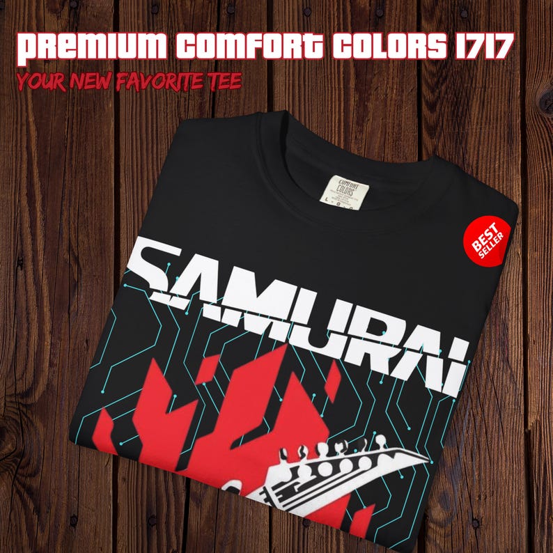 Cyberpunk 2077: Samurai Never Fade Away Graphic T-Shirt | Comfort Colors 1717 Vintage Fit image 6