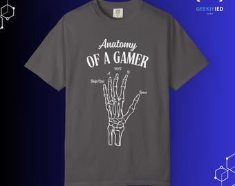 Skeleton Hand Gamer T-Shirt: Retro Keyboard Anatomy Design