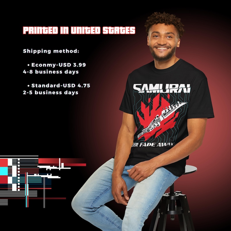 Cyberpunk 2077: Samurai Never Fade Away Graphic T-Shirt | Comfort Colors 1717 Vintage Fit image 10