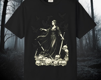 Gothic Shirt Morrigan Celtic Pagan Goddess | Raven Dark Art Tee