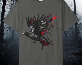 Gothic Shirt Raven Blood Splash Tee | Grunge Goth Clothes