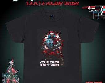Cyberpunk Christmas T-Shirt | S.A.NT.A Netrunner Design | Weirdcore Funny Art