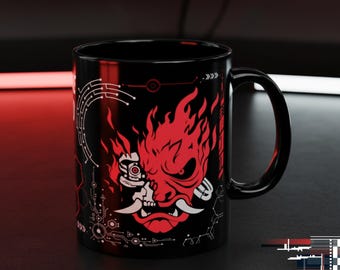 Cyberpunk 2077: Samurai Black Ceramic Mug for Gamer Gift and Desk Setup
