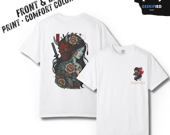 Hannya Oni Tattoo Art Tee, Comfort Colors Japanese Demon Shirt