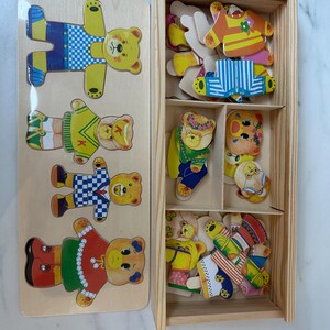 Little Bear Change Clothes Puzzle | Early Education Wooden Jigsaw image 2