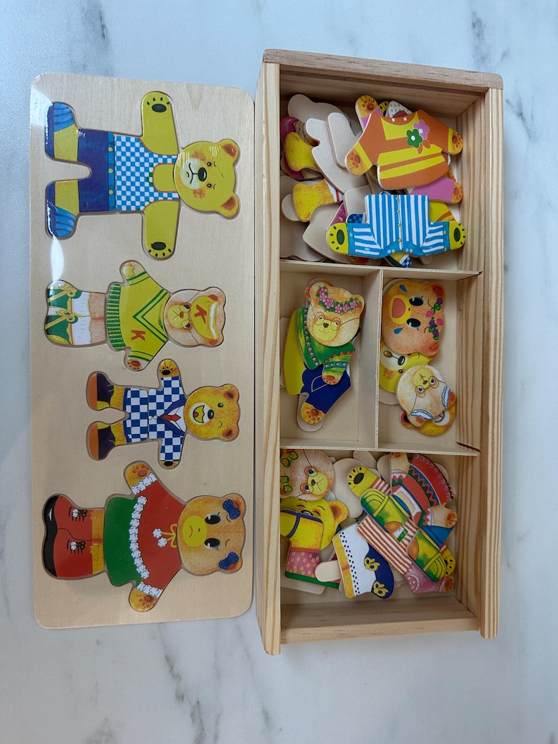 Little Bear Change Clothes Puzzle | Early Education Wooden Jigsaw image 2