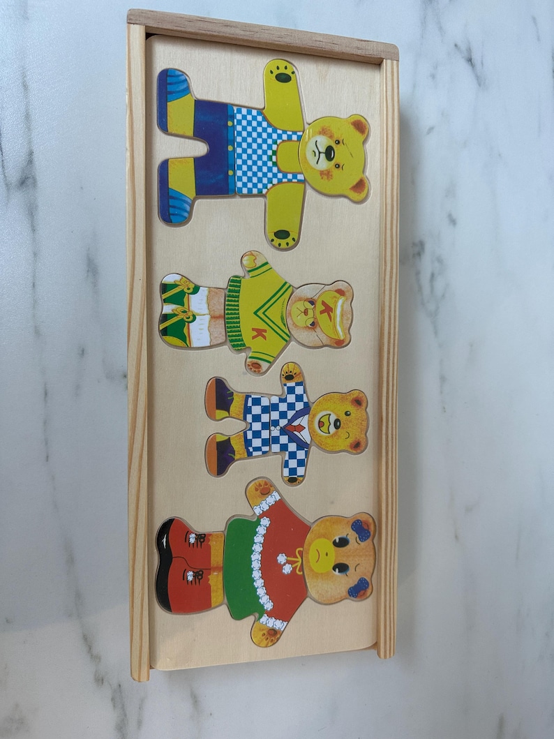 Little Bear Change Clothes Puzzle | Early Education Wooden Jigsaw image 1