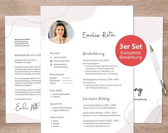 Moderne Bewerbungsvorlage für Canva - Lebenslauf, Deckblatt und Anschreiben - Vorlage zum digital bearbeiten - Ausbildung und alle Berufe