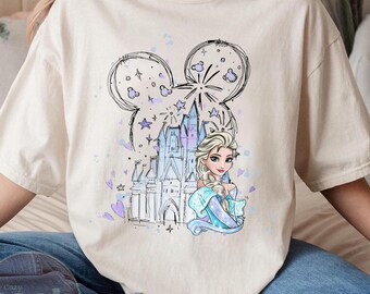 Retro Elsa Disney Princess T-Shirt, Frozen Castle, Family Vacation Tee