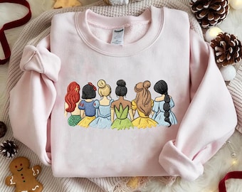 Embroidered Disney Princess Sweatshirt, Vintage Princess Crewneck, Magical Princess Embroidery Shirt, Disney Girls Trip Family Gift