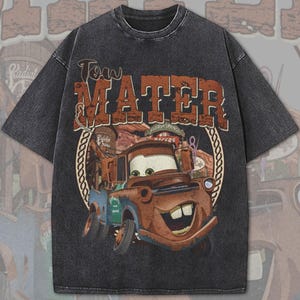 Tow Mater Western Acid Wash Oversized Shirt, Disney Cars Inspired Acid Wash Tee, Disneyland Trip Shirt bild 1
