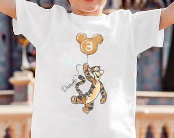 Personalized Tigger Balloon Birthday Comfort Colors Shirt, Winnie The Pooh Birthday Tee, Disneyland Boy Girl Birthday Family Trip