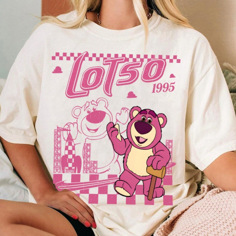 Disney Lotso Checkered Board Comfort Colors Shirt, Retro Toy Story Characters Shirt, Disneyland Family Matching Tee image 3