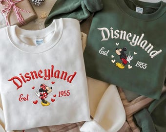 Embroidered Disneyland Sweatshirt, Minnie Mouse Est 1955 Crewneck