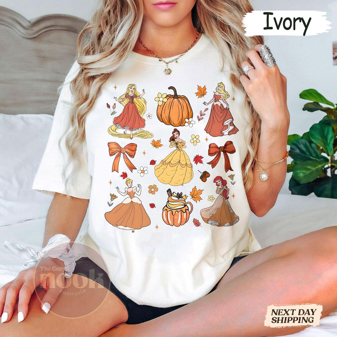 Vintage Disney Princess Fall Shirt, Pumpkin Spice Autumn Tee, Cute ...