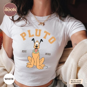 Vintage Pluto Crop Top, Retro Disney Baby Tee, Y2K Cartoon Dog Shirt, Cute Disneyland Outfit for Women