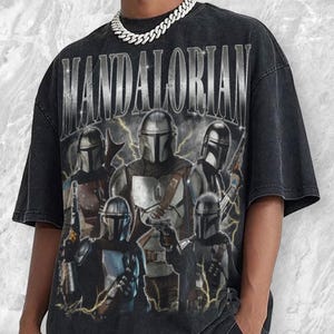 The Mandalorian Acid Wash Oversized Shirt, Din Djarin Star Wars Shirt, Disneyworld Mandalorian Gift image 1
