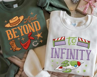 Embroidered To Infinity and Beyond Sweatshirt, Buzz Lightyear Woody Shirt, Toy Story Matching Couple Crewneck, Pixar Disney Trip Gift