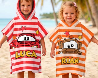 Hooded Beach Towel, Lightning McQueen Tow Mater Kids Pool Towel