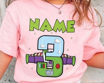 Chemise d'anniversaire personnalisée Buzz l'Éclair, t-shirt personnalisé pour le 3e anniversaire de Space Ranger, tenue d'anniversaire Toy Story
