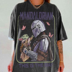 The Mandalorian This Is The Way Grogu Acid Wash Oversized Shirt, Din Djarin Star Wars Shirt, Mandalorian T-shirt, Star Wars Gift image 3