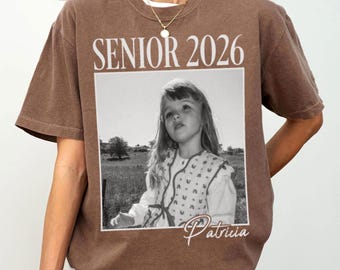 Senior 2026 Custom Photo Comfort Colors Shirt, Retro Graduation Gift