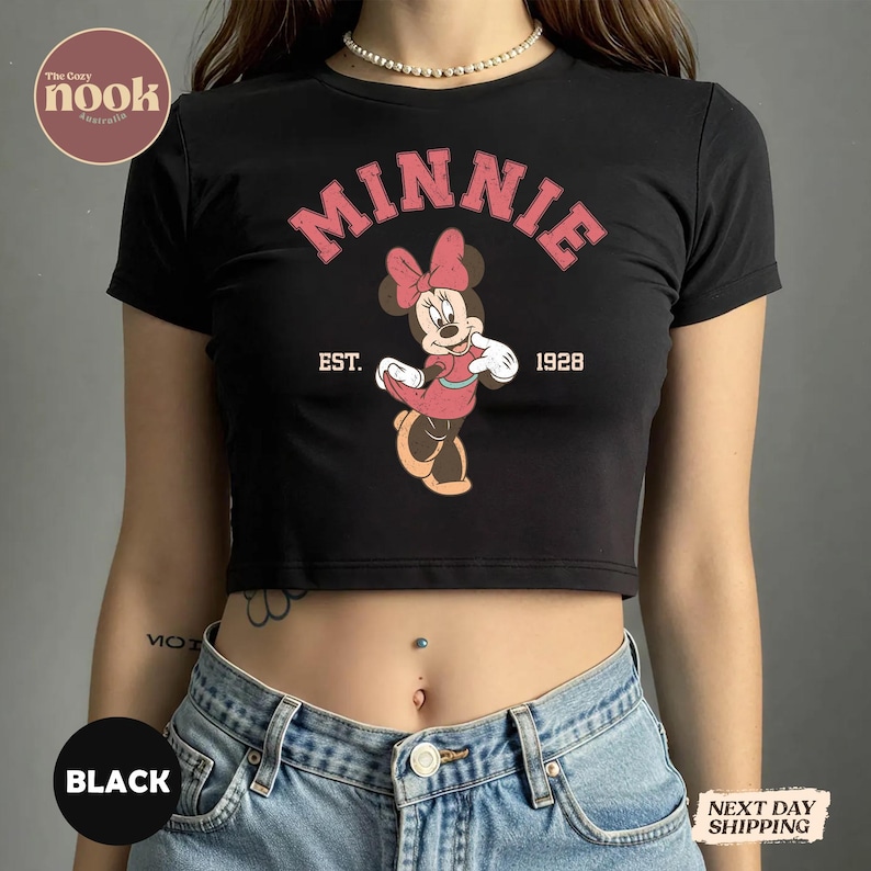 Vintage Minnie Mouse Crop Top, Retro Disney Baby Tee, Y2K Cartoon Girl Shirt, Cute Disneyland Outfit for Women 2026 bild 4