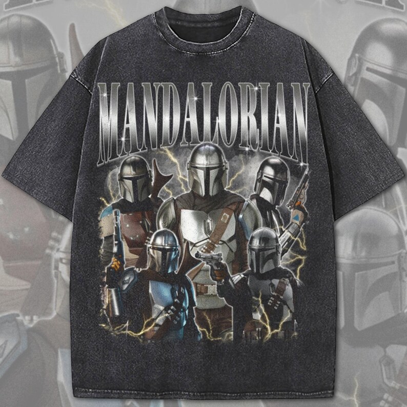 The Mandalorian Acid Wash Oversized Shirt, Din Djarin Star Wars Shirt, Disneyworld Mandalorian Gift image 3