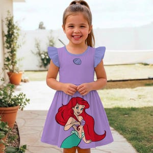 purple ariel dress with tutu in and teal 3D shell appliqu Disney Princess Ariel Dress with