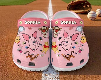 Custom Name Disney Piglet Clogs, Piglet Big Face Clogs, Winnie The Pooh Clogs, Disney Family Clogs