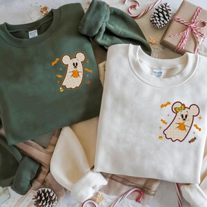 Halloween Embroidered Sweatshirt, Mickey Minnie Ghost Shirt, Spooky Disney Candy Corn Pullover, Cute WDW Fall Outfit Gift